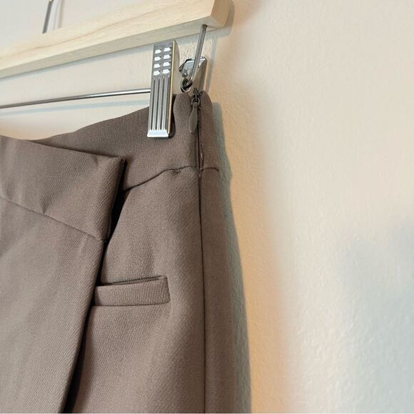 Zara Asymmetric Taupe Brown Skort NEW Size Medium Blogger Favorite - Picture 6 of 8